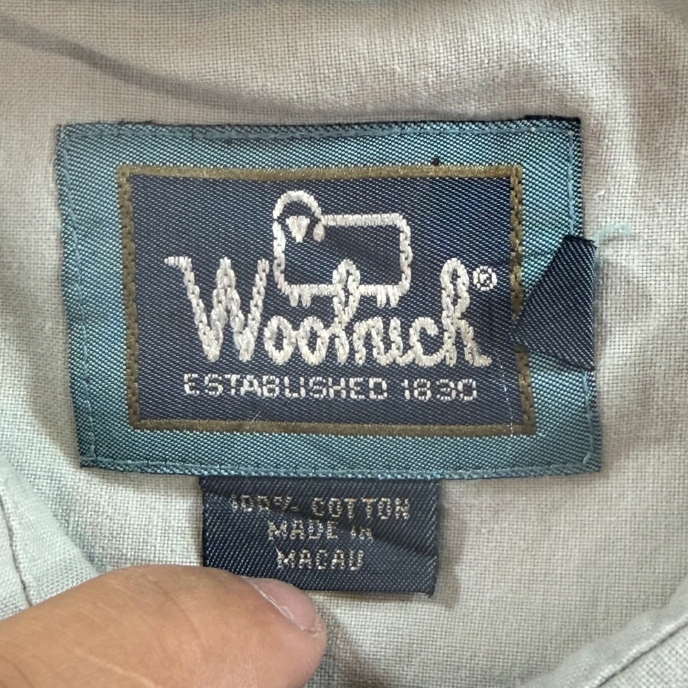 Woolrich Button Down Shirt Mens L Tan Cotton Short Sleeve Utility Pockets EUC - Picture 6 of 8